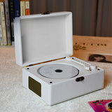 Brown/White Retro Bluetooth CD Player with Speakers Supports Drive & Hifi Sound Quality USB BT Portable For Phone