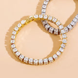 Hot Selling Three-Sided Square Zircon Men's And Women's Bracelets Full Of Zircon Hip-Hop Tennis Chains In Europe And America