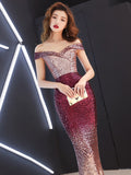 Banquet Evening Dress Women'S Fashion New Style Aura Queen Shoulder Noble Elegant Long Style Celebrity Host Fishtail