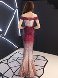 Banquet Evening Dress Women'S Fashion New Style Aura Queen Shoulder Noble Elegant Long Style Celebrity Host Fishtail