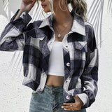 Women's Loose Casual Shirt Plush Check Jacket