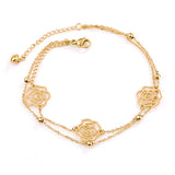 Sterling Silver Plated 18K Rose Gold Anklet Female Non-Fading Double-Layer Bells Girlfriend Foot Chain