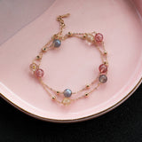 Natural Crystal Bracelet Female Grey Moonlight Double Bracelet