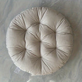 Round linen PUF with wheels - meditation cushion, soft and breathable seat cushion