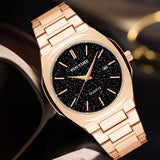 PINTIME Men's Watches Waterproof 30m Casuals Fashion Quartz Wristwatch Stainless Steel Strap Starry Sky Dial Calendar Relogio