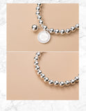 925 Silver Fashion Sweet Inlaid Round Medal Bead Bracelet