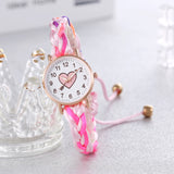 Korean Style Macaron Color Color Handmade Braided Bracelet Peach Heart Watch