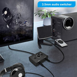 3.5Mm Stereo Audio Switch Plastic Passive Speaker Headphone Manual Selector Splitter Box Audio Sharing
