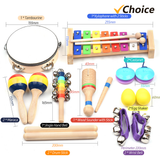 13 PCS Kids Musical Toys with Carry Bag Colorful Wooden Percussion Instruments Early Education Gifts