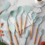 12pcs, Complete Kitchen Utensil Organizer Set with Spatula, Ladle, Oil Brush, Whisk, and More