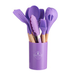 12pcs, Non-Stick Silicone Kitchen Utensils Set with Organizing Bucket - Includes Spatula, Ladle, Whisk, Tong, Oil Brush