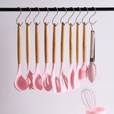 12pcs, Non-Stick Silicone Kitchen Utensils Set with Organizing Bucket - Includes Spatula, Ladle, Whisk, Tong, Oil Brush