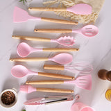 12pcs, Non-Stick Silicone Kitchen Utensils Set with Organizing Bucket - Includes Spatula, Ladle, Whisk, Tong, Oil Brush