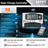 10A/30A/40A/50A/60A 12V-60V Step-down MPPT Solar Controller LCD Dual USB Bluetooth APP 18V-150V Wide Voltage Charge Regulator