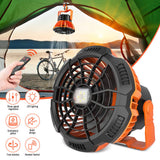 1pc Rechargeable Camping Fan with LED Lantern and Remote Control - 5200mAh Power Bank, 180° Head Rotation, Quiet Battery Operated USB Fan for Picnic, Barbecue, Fishing - Stay Cool and Comfortable Anywhere!