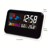 1pc Digital Alarm Clock, Weather Station Indoor Outdoor Thermometer, Display Digital Weather Thermometer With Atomic Clock, Forecast Station With Calendar And Adjustable Backlight, Voice Control (No Battery)