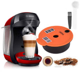 1pc Reusable Coffee Capsule Pods 180ml Coffee Capsule Pod Silicone Lid Compatible With Bosch Happy Suny Vivy Tassimo Machine Teacher's Day Halloween Christmas Wedding