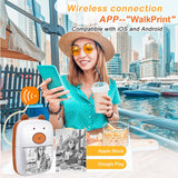 Mini Pocket Printer, Wireless Thermal Printer For Photos Receipts Notes Memo Label Portable Inkless Gift Printer For Phone