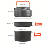 1 Set, Camping Cookware Kit, Aluminum Teapot, Pan, Pot And Lid Set, Non Stick Foldable Cooking Pots Set