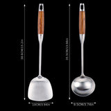 1pc Stainless Steel Wok Spatula/Soup Ladle With Rosewood Handle, Cooking Utensils With Wooden Handle, Kitchenware, Kitchen Supplies