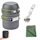 1pc Portable Cookware Outdoor Camping Cookware Pot Set Portable 1-2 Person Picnic Kitchenware, With 1pc Spoon