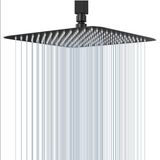 1pc Rain Shower Head, High Flow Large Rainfall Shower Head, Stainless Steel Shower Head, Replacement For Your Bathroom Showerhead (30.48cm Black)