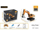 1: 24 Electric Remote Control Excavator 2.4G Alloy Shovel With Battery Charging Line, Excavator Toy Gifts