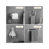 7pcs Bathroom Accessories Set, Including Towel Bar, Towel Ring, Toilet Paper Holder And 4 Robe Towel Hooks, Wall Mounted Stainless Steel Towel Rack Kit, Bathroom Hardware Set