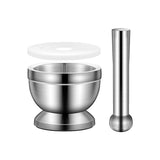 1SET Stainless Mortar And Pestle Kitchen Garlic Pugging Pot Pharmacy Bowl Pepper Spice Grinder Tool Home Cooking Kitchen Gadget