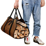 1pc, Firewood Carrier Wax Canvas Handbag - Firewood Log Carrier Heavy Duty Handbag Extra Large - Firewood Wax Canvas Wooden Carrier With Handle - Firewood Rack Indoor Fireplace Log Bag 97.79*45.97 Cm
