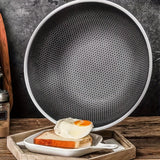 1pc, Honeycomb Coating Non-Stick Skillet, Stainless Steel Wok, Saute Pan, For Gas Stovetop And Induction Cooke