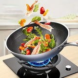 1pc, Honeycomb Coating Non-Stick Skillet, Stainless Steel Wok, Saute Pan, For Gas Stovetop And Induction Cooke