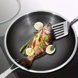 1pc, Honeycomb Coating Non-Stick Skillet, Stainless Steel Wok, Saute Pan, For Gas Stovetop And Induction Cooke