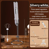 1pc Electric Milk Frothers 2 In 1 Exchangeable Stirring Heads Handheld Electric Milk Frother 3 Speeds Coffee Mixer Egg Beater