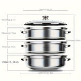 2/3pcs,  Stainless Steel Steamer, High Quality Stainless Steel Steamer, Household Multi-layer Thickened, Steaming Cooking