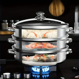 2/3pcs,  Stainless Steel Steamer, High Quality Stainless Steel Steamer, Household Multi-layer Thickened, Steaming Cooking