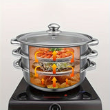 2/3pcs,  Stainless Steel Steamer, High Quality Stainless Steel Steamer, Household Multi-layer Thickened, Steaming Cooking