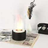1pc Portable Stainless Steel Desktop Fireplace Lamp - Indoor Heating Stove With Round Glass Bar Atmosphere - Perfect For Small Spaces