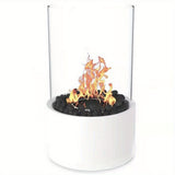 1pc Portable Stainless Steel Desktop Fireplace Lamp - Indoor Heating Stove With Round Glass Bar Atmosphere - Perfect For Small Spaces