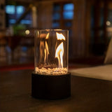1pc Portable Stainless Steel Desktop Fireplace Lamp - Indoor Heating Stove With Round Glass Bar Atmosphere - Perfect For Small Spaces