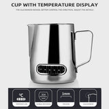 12/20oz Frothing with Temperature Display Stainless Steel Milk Frother Pitcher Jug Cup for Latte Art Barista