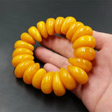 Explosion Natural Amber Beeswax Old Stone Abacus Bead For Men Hand Bracelet Yellow Bangle for men big size 15mm