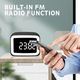 Wireless Bluetooth 5.0 Speaker Portable FM Radio Alarm Clock with Mirror Night Light LED Dispaly Support USB TF Card