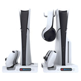 For PS5 Slim Console Coog Dock 3-Speed Airw Gamepad Holder Charging Headset Hanger with RGB Lights