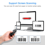 Mini CCD Barcode Scanner, 3-in-1 Bluetooth USB Wired & 2.4 Wireless Bar Code Reader Portable Image Scanner 1D Screen Scanning compatible with iPad, iPhone, Android Phones, Tablets PC