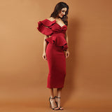 Bandage Dress Rayon Evening Party Dress Women Bodycon Sets