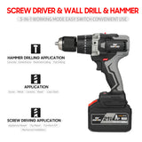 21V Brushless Impact Hammer 200Nm Cordless 6000mAh Battery Mini Electric Screwdriver Drill