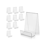 Acrylic Book Stand with Ledge Clear Display Easels Plate for Books Display, Music Sheets, Artworks, CD, (5Large+5Small)