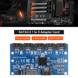 1 to 5 Expansion SATA3.0 Motherboard 6Gbps Multiplier JMB575 SATA Port Riser Card Adapter PC Accessories