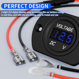 DaierTek Digital Display Round Meter Waterproof DC 12V 24V LED Voltmeter Panel Battery Monitor for Marine Boat Car Auto